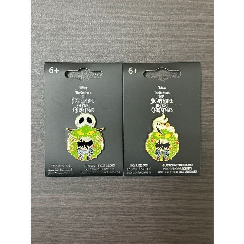 Loungefly Disney Nightmare Before Christmas Zero & Jack Wreath GITD Pin Set